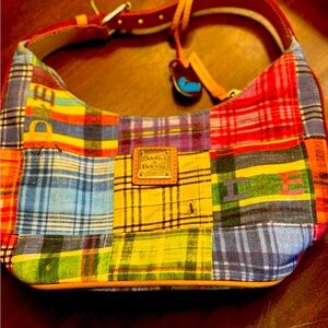 DOONEY BOURKE Picnic Ant Plaid Bucket Bag Shoulder Bag out of print rare madras